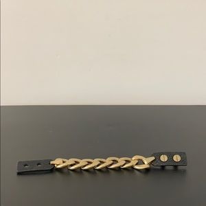 Brass/leather gold link bracelet. Adjustable.
